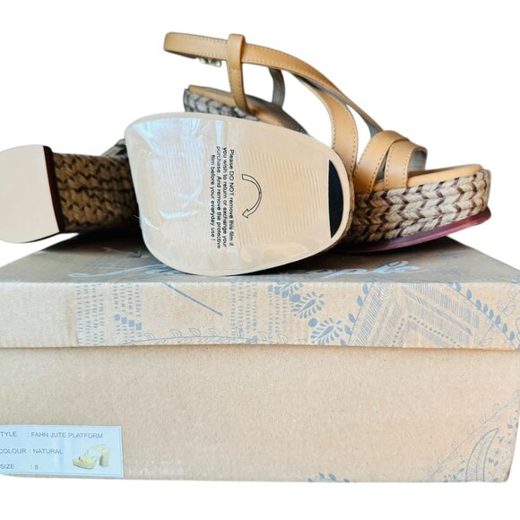 Free People Fahn Jute Strappy Platform Rope Wedge Sandal Size 8 Natural Beige - Picture 6 of 8